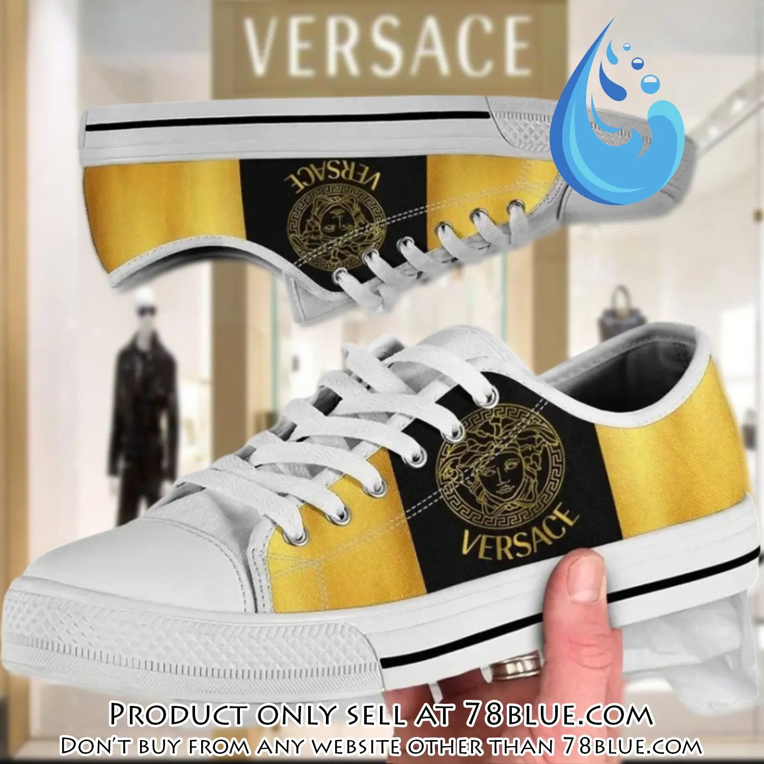 Versace medusa black yellow low top canvas shoes luxury brand gifts for men women 78b0529116